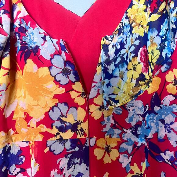 ✨Lulus Floral Cold Shoulder Maxi Dress Women’s Small Multicolor Ruffle Hem Boho - Picture 7 of 10